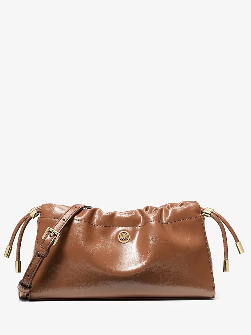Michael Kors Cognac Leather Zip-Around Wallet with Gold Hardware